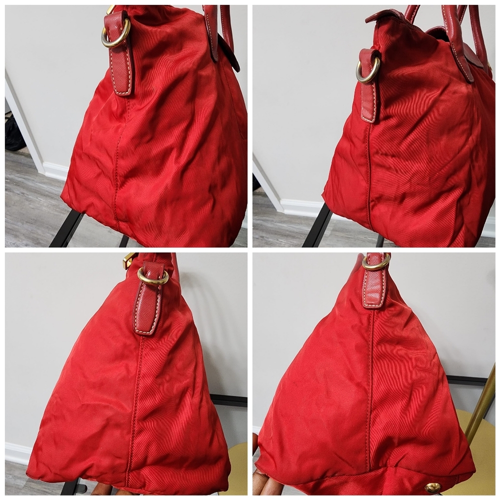 Prada Nylon Saffiano-Trimmed Tessuto Tote Red - Picture 11 of 15